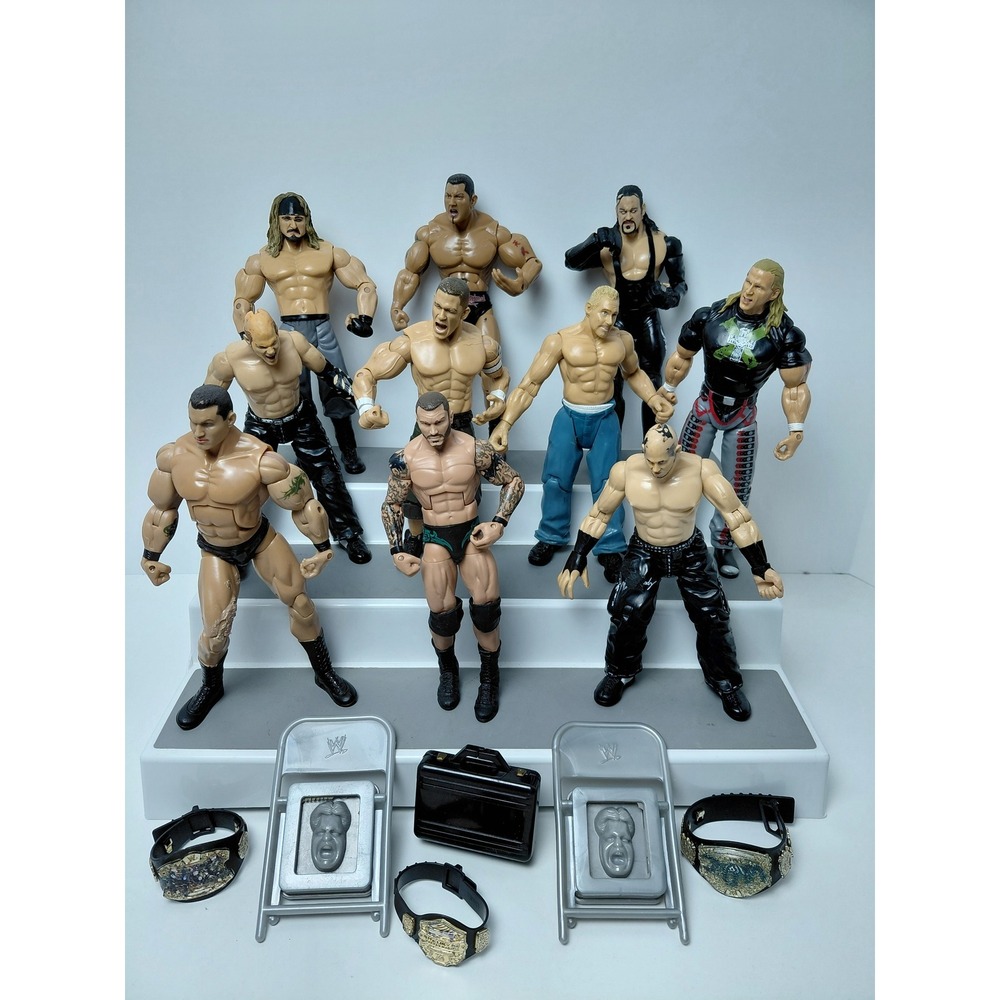 WWE Action Figure Lot Randy Orton John Cena Batista Undertaker Triple H Accs